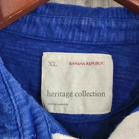 Banana Republic Heritage Collection Blue Textured Long Sleeve Polo Men's XL - Picture 6 of 9